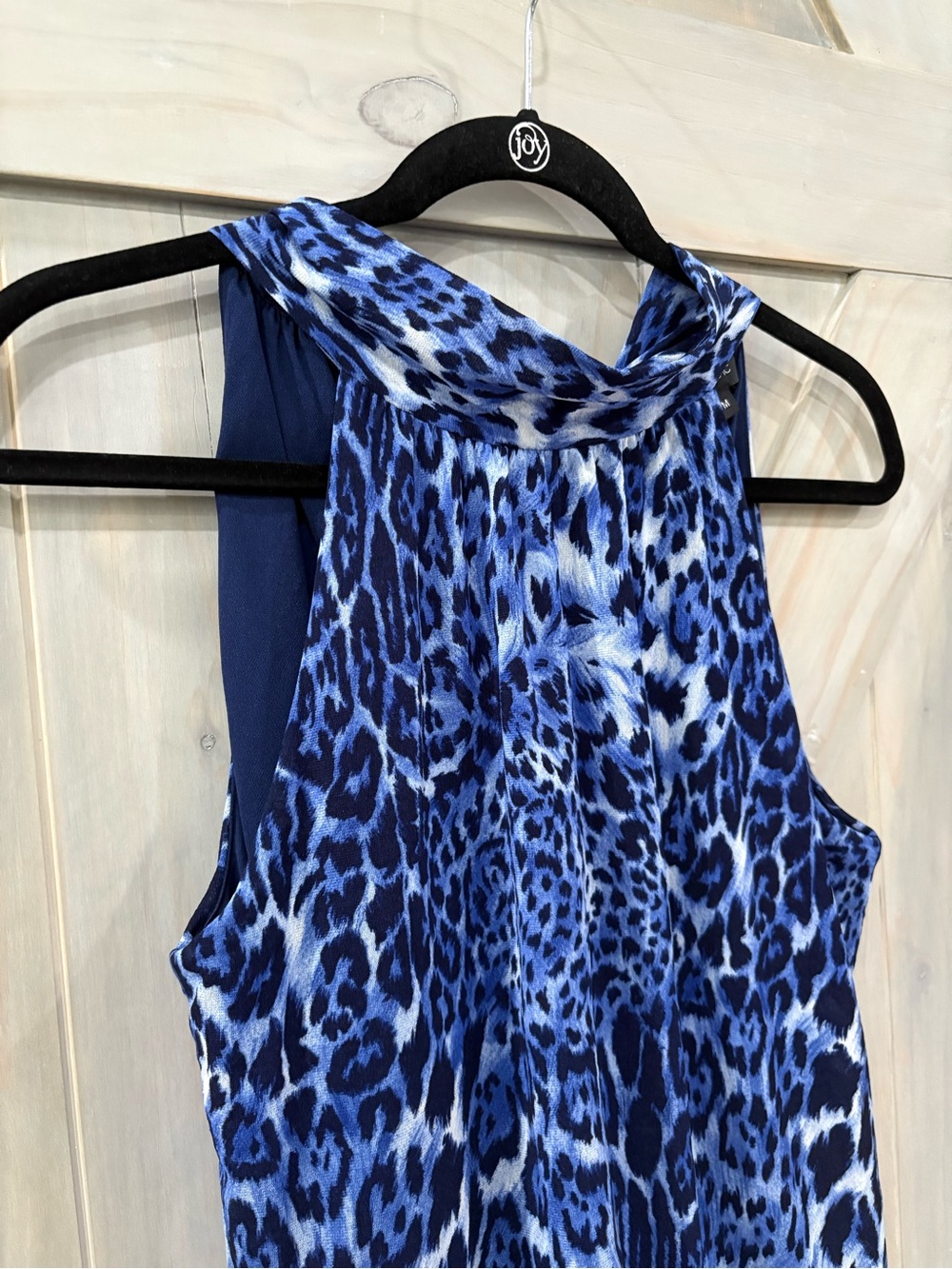 Karen Kane Blue Animal Print Halter Tank Top - Picture 2 of 6